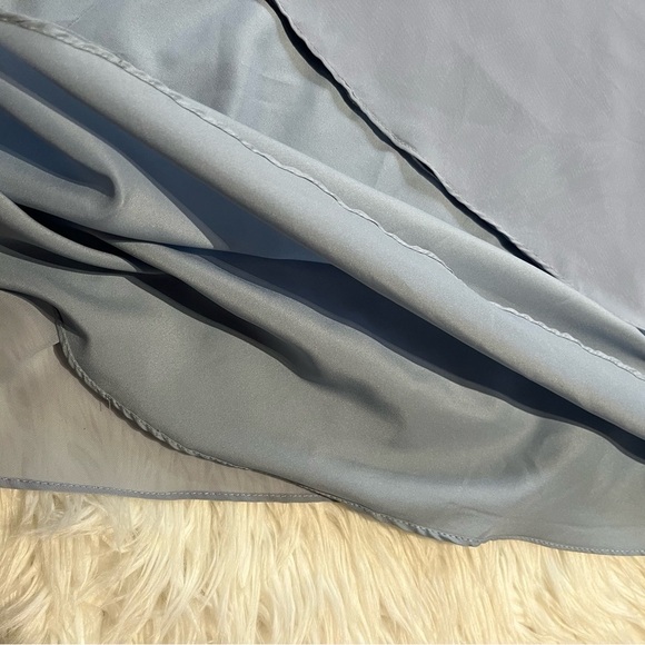 NEW Formal Skirt w/ Train Sheer Chiffon Dusty Blue Floor Length - Picture 8 of 12